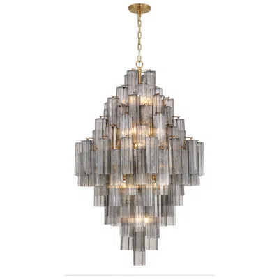 Crystorama Addis 31.5'' Aged Brass Chandelier In Gray
