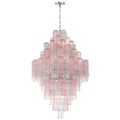 Crystorama Addis 31.5'' Polished Chrome Chandelier In Pink