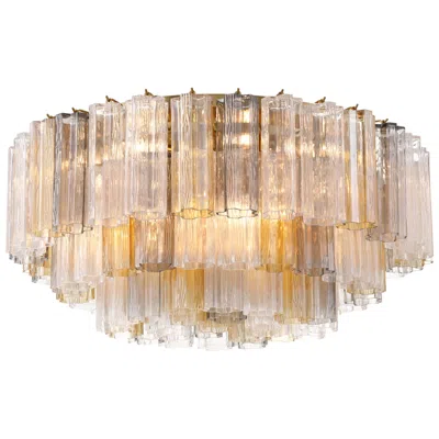 Crystorama Addis 32'' Aged Brass Flush Mount In Multi