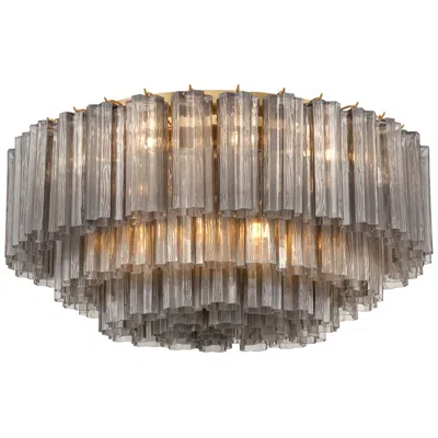 Crystorama Addis 32'' Aged Brass Flush Mount In Brown