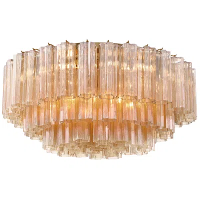 Crystorama Addis 32" Wide Aged Brass And Amber Glass Ceiling Light In Multi