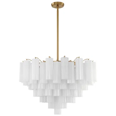 Crystorama Addis 32" Wide Aged Brass And White Glass Tiered Chandelier In Silver