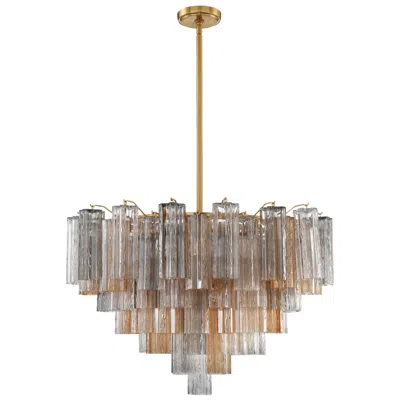 Crystorama Addis 32" Wide Aged Brass Chandelier With Autumn Glass In Gold