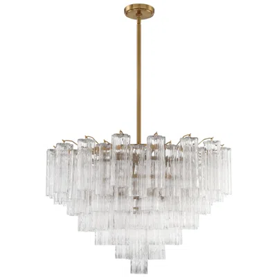 Crystorama Addis 32"w Aged Brass Chandelier With Clear Shade In Gold