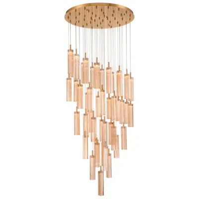 Crystorama Addis 36" Integrated Led Multi-light  Aged Brass Pendant In Gold