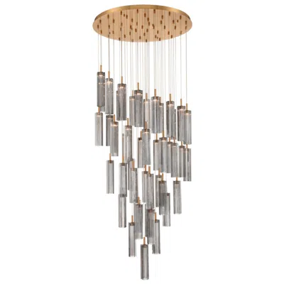 Crystorama Addis 36" Integrated Led Multi-light  Aged Brass Pendant In Gold
