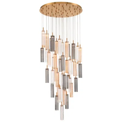 Crystorama Addis 36" Integrated Led Multi-light  Aged Brass Pendant In Gold