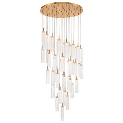 Crystorama Addis 36" Integrated Led Multi-light  Aged Brass Pendant In Gold