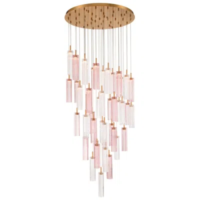 Crystorama Addis 36" Integrated Led Multi-light  Aged Brass Pendant In Gold