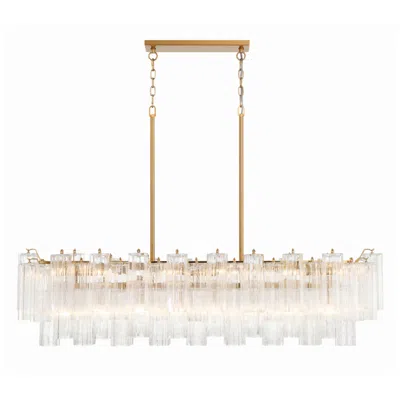 Crystorama Addis 51.75'' Aged Brass Linear Chandelier In Gold