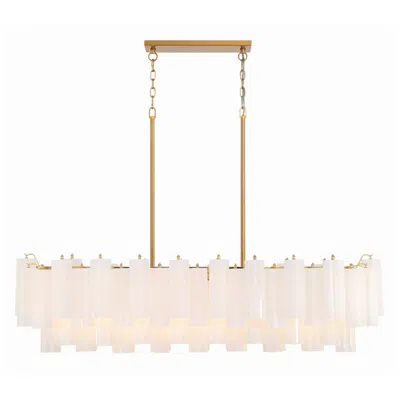 Crystorama Addis 52" Wide Aged Brass And White Glass Linear Chandelier In Pink
