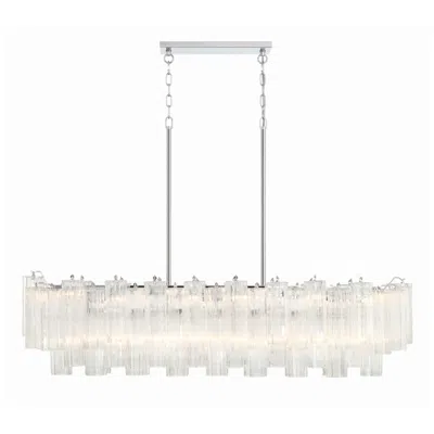 Crystorama Addis 52"w Polished Chrome And Clear Glass Linear Chandelier In Transparent