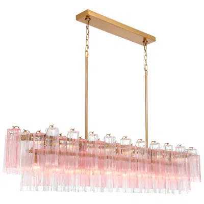 Crystorama Addis 65'' Aged Brass Linear Chandelier In Gold