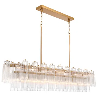 Crystorama Addis 65'' Aged Brass Linear Chandelier In Gold