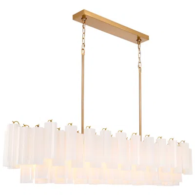 Crystorama Addis 65'' Aged Brass Linear Chandelier In White