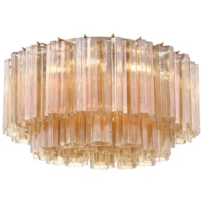 Crystorama Addis 7 Light Aged Brass Flush Mount In Brown
