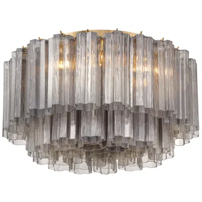 Crystorama Addis 7 Light Aged Brass Flush Mount In Gray