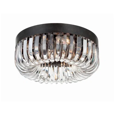 Crystorama Alister 17" Wide Charcoal Bronze And Crystal Ceiling Light In Black