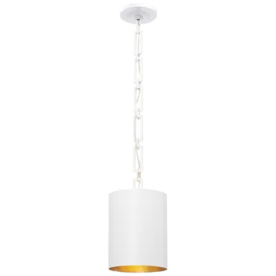 Crystorama Alston 8" Wide Matte White And Gold Mini Pendant In Black