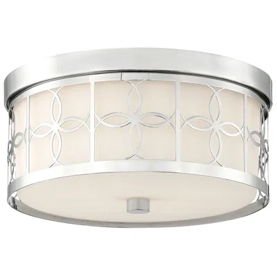 Crystorama Anniversary 13 1/2" Wide Polished Nickel Drum Ceiling Light In Silver