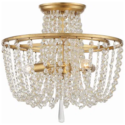 Crystorama Arcadia 15" Wide Antique Gold Ceiling Light