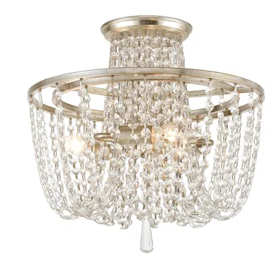 Crystorama Arcadia 15" Wide Antique Silver Ceiling Light In Gold