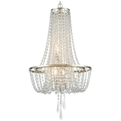 Crystorama Arcadia 18"w Antique Silver Crystal Chandelier