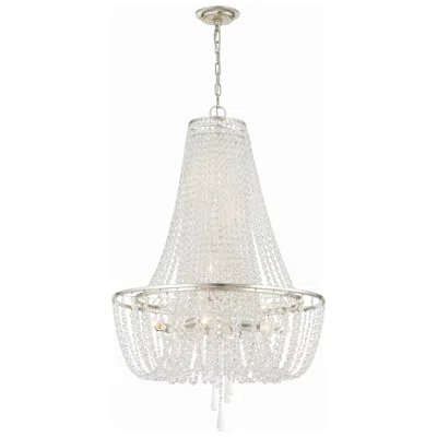 Crystorama Arcadia 24"w Antique Silver 9-light Chandelier