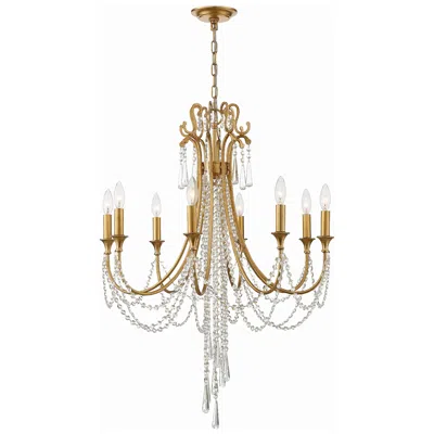 Crystorama Arcadia 26" Wide Antique Gold Crystals 8-light Chandelier In White