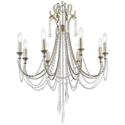 Crystorama Arcadia 27"w Antique Silver Crystal Chandelier