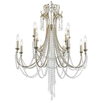 Crystorama Arcadia 32 1/2" Wide 12-light Antique Silver Chandelier In Gold