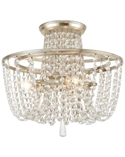 Crystorama Arcadia 3-light Antique Silver Crystal Ceiling Mount In Gold