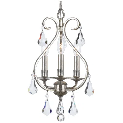 Crystorama Ashton 10"w Olde Silver 3-light Mini Chandelier