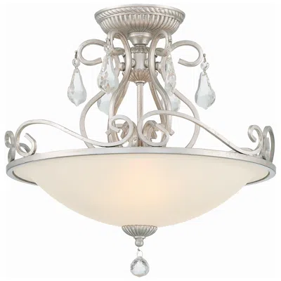 Crystorama Ashton 16 1/2" Silver Scrolls And Crystal Ceiling Light