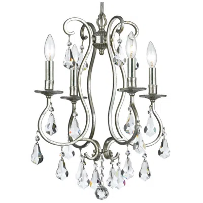 Crystorama Ashton 16" Wide 4-light Traditional Olde Silver Chandelier