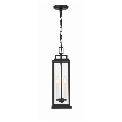 Crystorama Aspen 4 Light Matte Black Outdoor Pendant