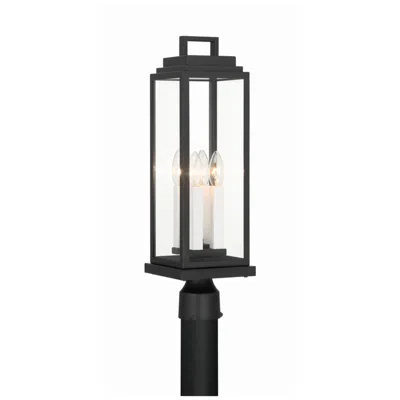Crystorama Aspen 4 Light Matte Black Outdoor Post
