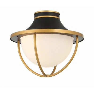 Crystorama Atlas 13.5 W 2 - Bulb Outdoor Flush Mount In Gold;matte Black