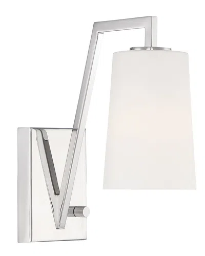 Crystorama Avon 1 Light Polished Nickel Wall Mount In White