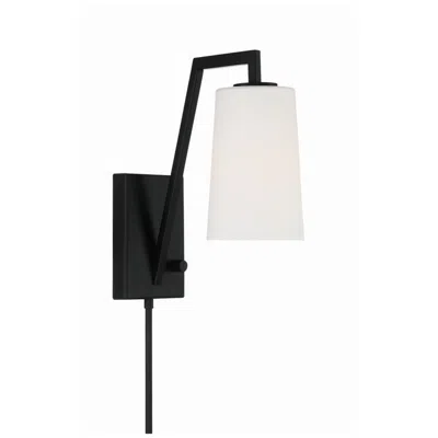 Crystorama Avon 12 1/4" Matte Black Hardwire Or Plug-in Wall Lamp