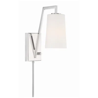 Crystorama Avon 12 1/4" Polished Nickel Hardwire Or Plug-in Wall Lamp In White