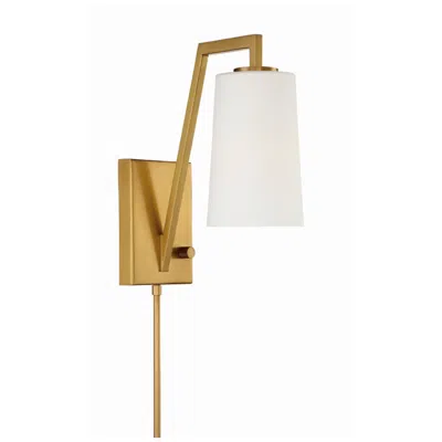 Crystorama Avon Aged Brass Plug-in/hardwire Wall Lamp In Gold