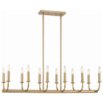 Crystorama Bailey 42'' Aged Brass Linear Chandelier In Gold
