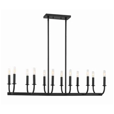 Crystorama Bailey 42" Wide Matte Black 12-light Linear Chandelier