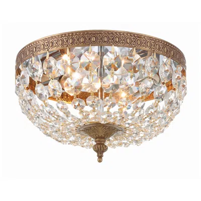 Crystorama Basket Crystal 10" Wide Brass Ceiling Light