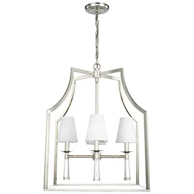 Crystorama Baxter 30" Wide Polished Nickel 4-light Pendant In Silver