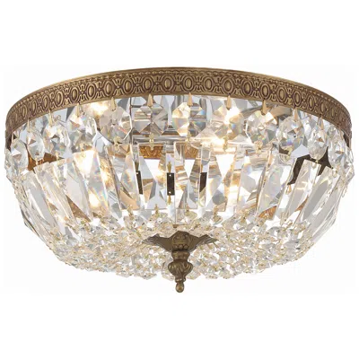 Crystorama Big Basket Crystal 12"w Brass Ceiling Light In Metallic