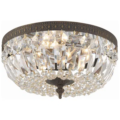 Crystorama Big Basket Crystal 12"w Bronze Ceiling Light In Metallic