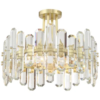 Crystorama Bolton 20 3/4" Wide Aged Brass Crystal Ceiling Light In Gold