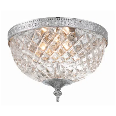 Crystorama Bowl Lead Crystal 10"w Chrome Ceiling Light